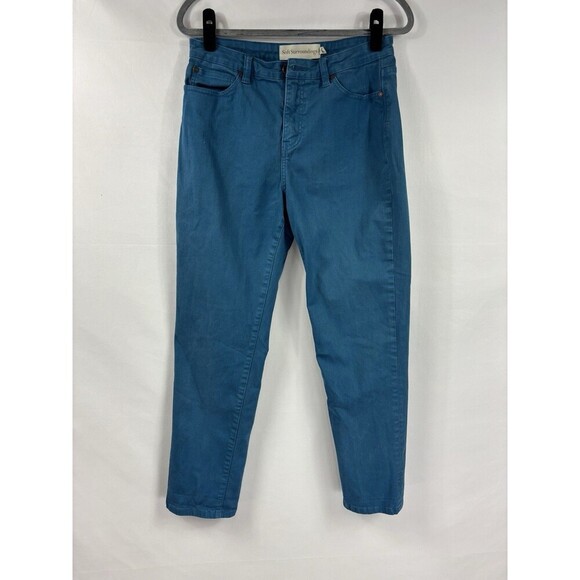 Soft Surroundings Jeans Teal Blue 10 Stretch 5 Pocket Style Tapered Dopamine - Picture 2 of 11
